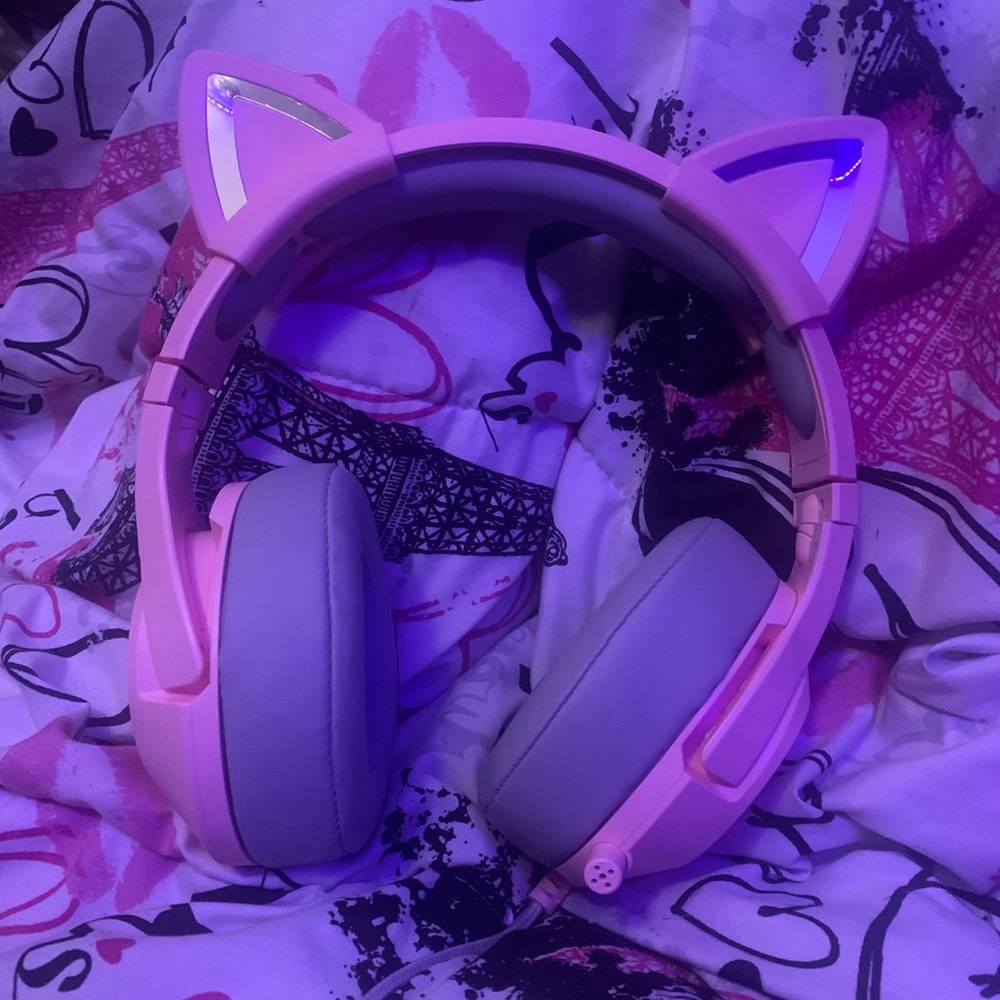 Pink LED cat headset